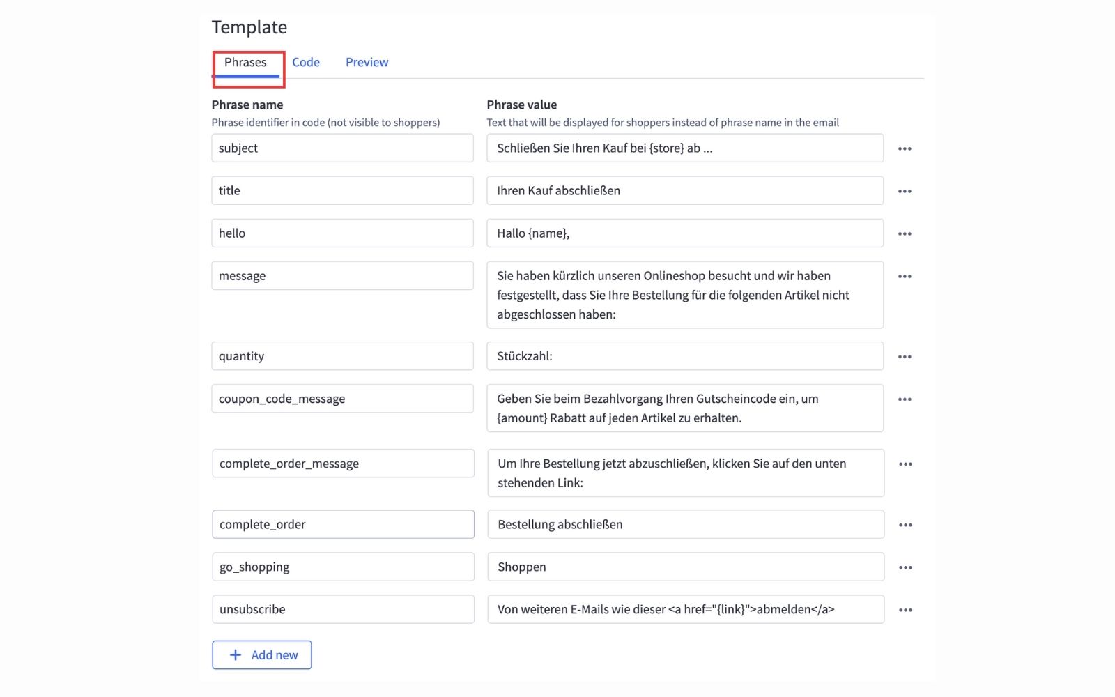 edit phrases and content
